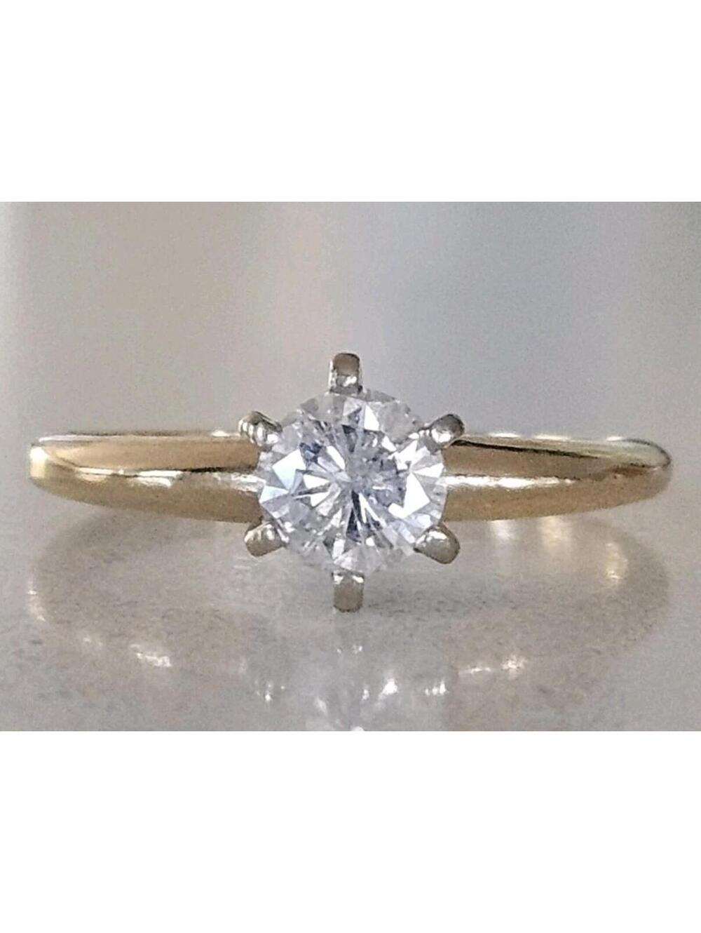 14k White Yellow Gold 4.8mm Round Cut Natural Diamond Solitare Engagement Ring